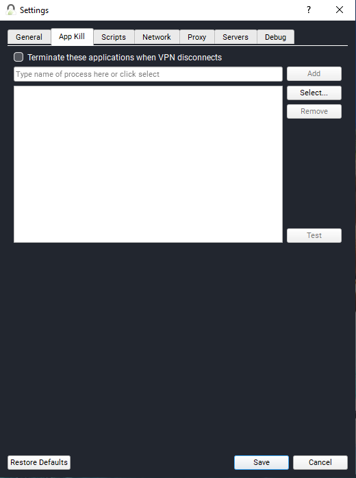 Torguard VPN Windows intstellingen App kill
