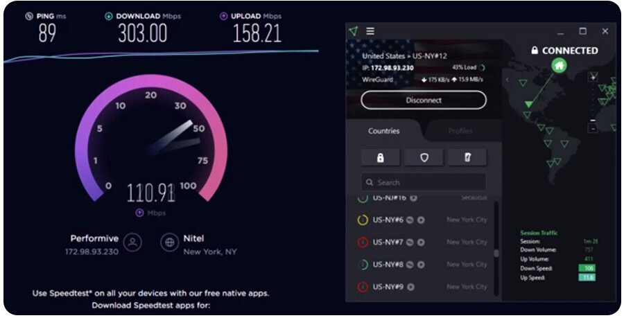 ProtonVPN snelheid in de Verenigde Staten US