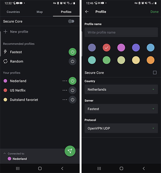 protonvpn android profile