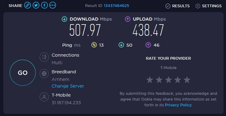 Snelheid zonder VPN