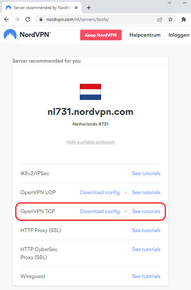 NordVPN servers OpenVPN protocol downloaden