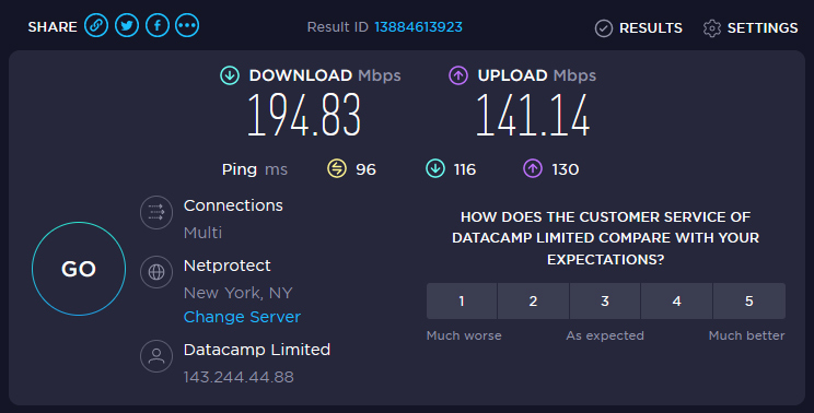 PIA VPN snelheid - US server
