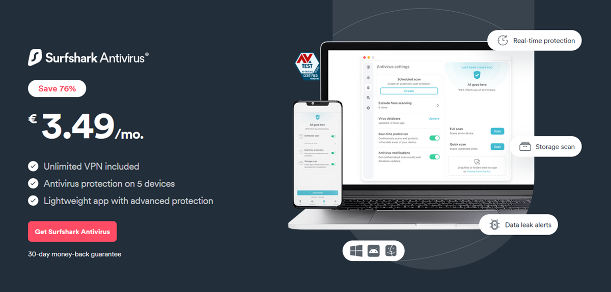Surfshark Antivirus prijs korting